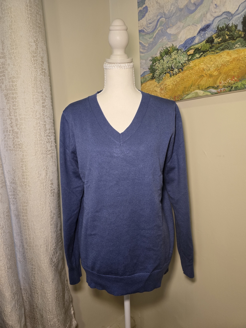Women's V-Neck Blue Sweater